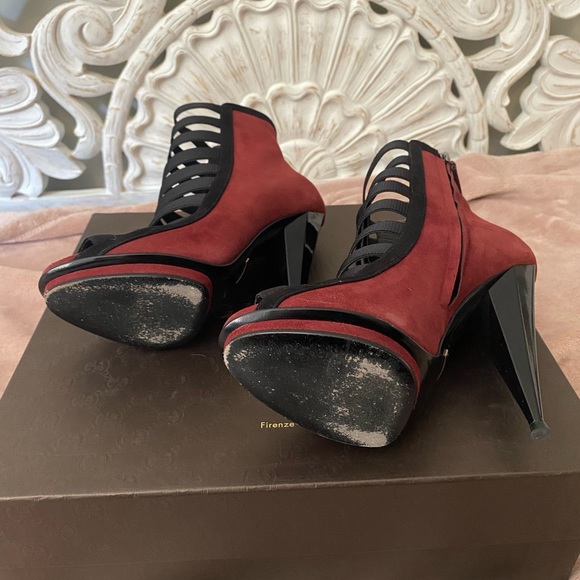 Gucci suede colorblock bootie heel sandals 37 - Picture 11 of 11